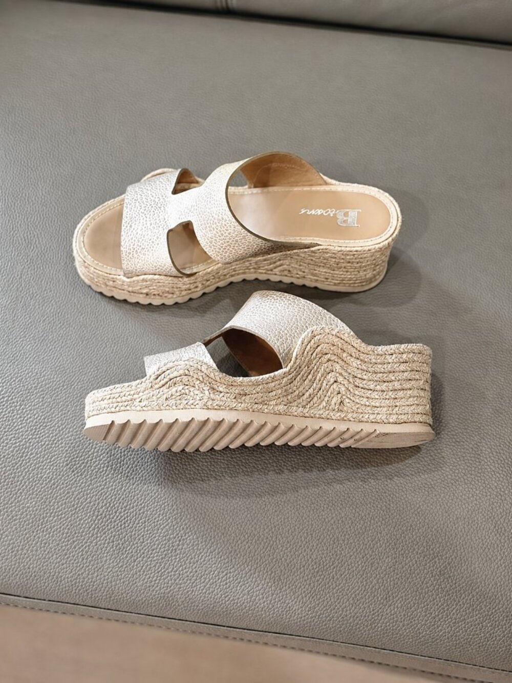 Browns Italian Metallic Espadrille Wedge Sandals – Size 7